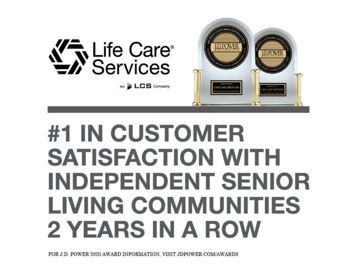 announcement of life care services winning #1 in customer satisfaction with independent senior living communities for two years in a row