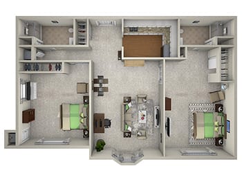 3D rendering of the Assisted Living Kensington floor place at Newcastle Place Senior Living Community